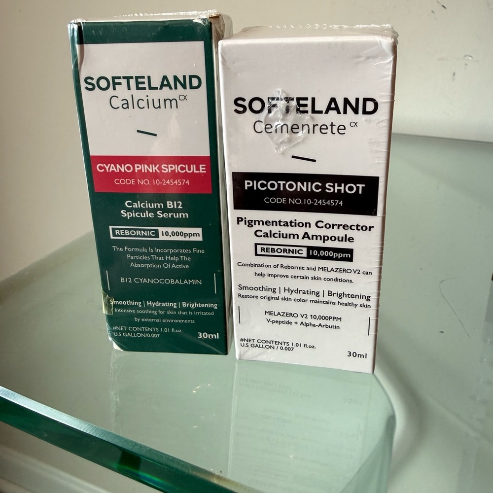 Softeland Calcium and Cementene Serum Set. New/Sealed. 30 ml each